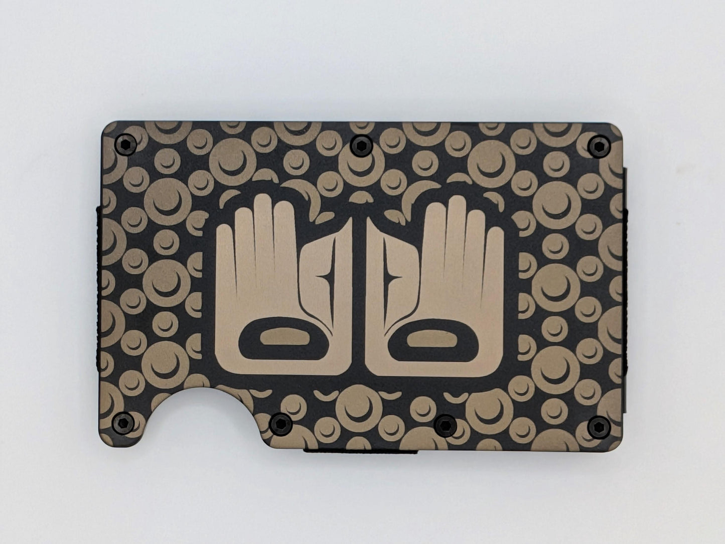 Metal Wallet - RFID Blocking | Alaska Native Healing Hand Design