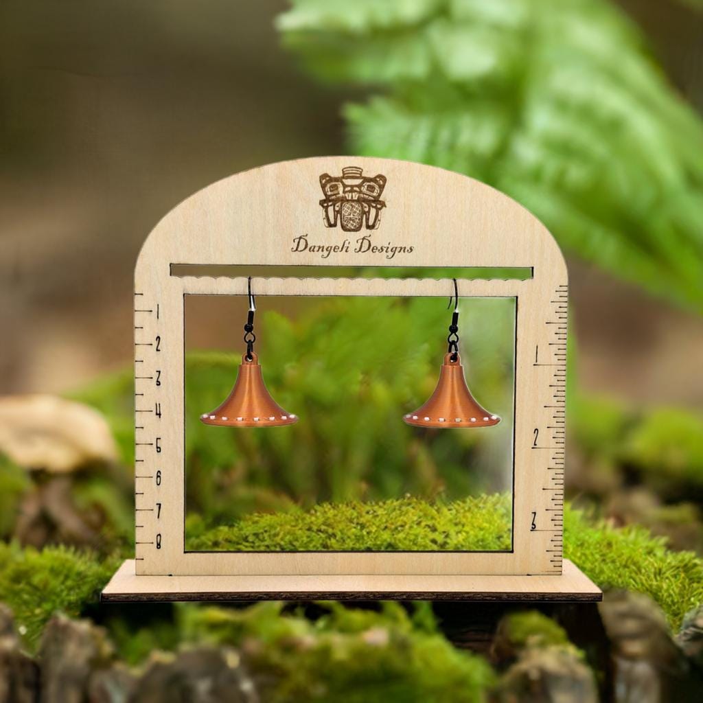 Cedar Hat with Buttons Earrings Small