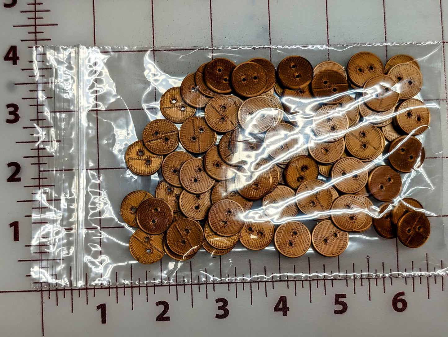 3D Printed Buttons - Copper Plastic 5/8", 3/4", 1", 100 Per