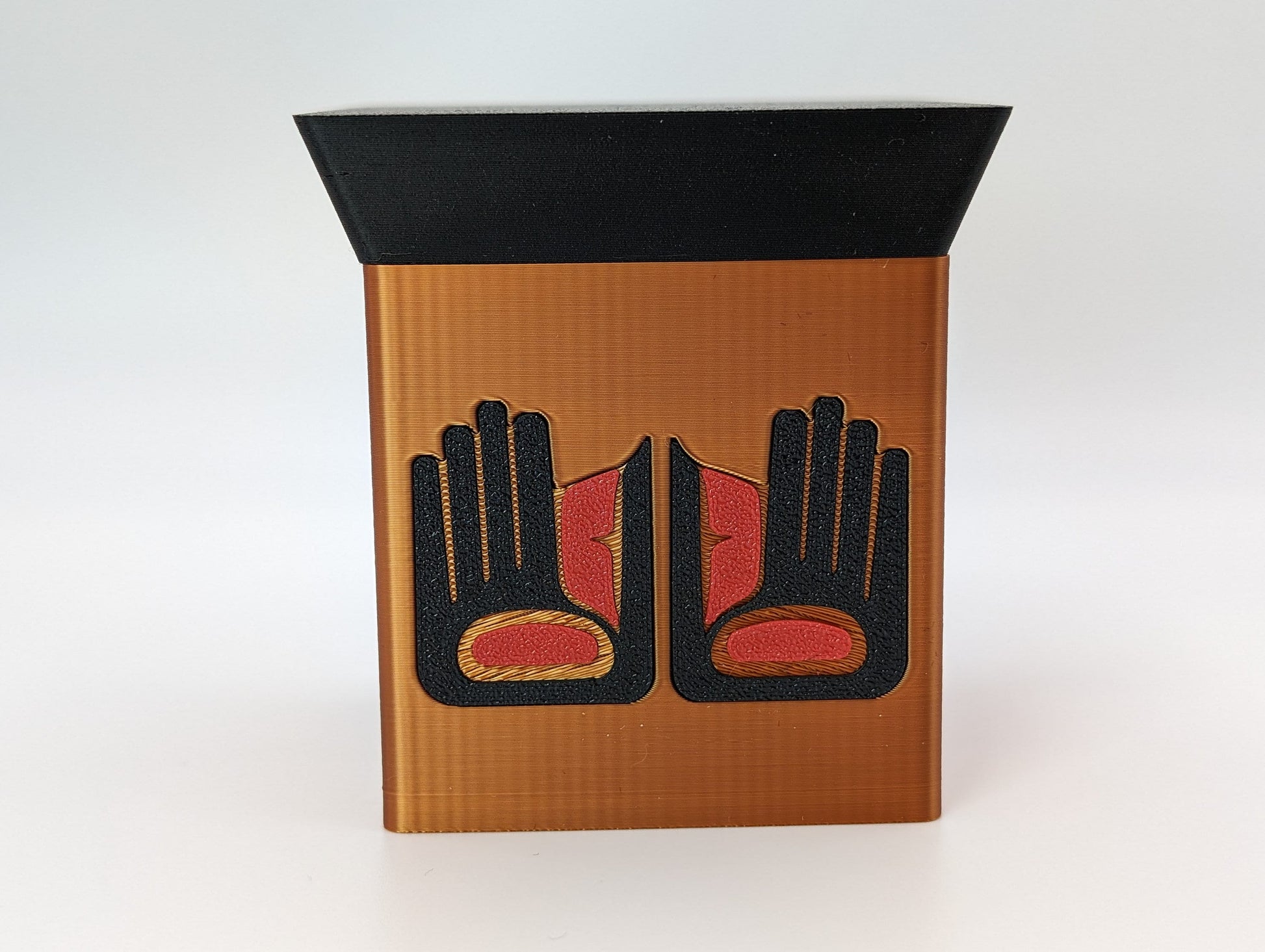 3D Printed Bentwood Style Boxes with Healing Hand Design - Black/Copper