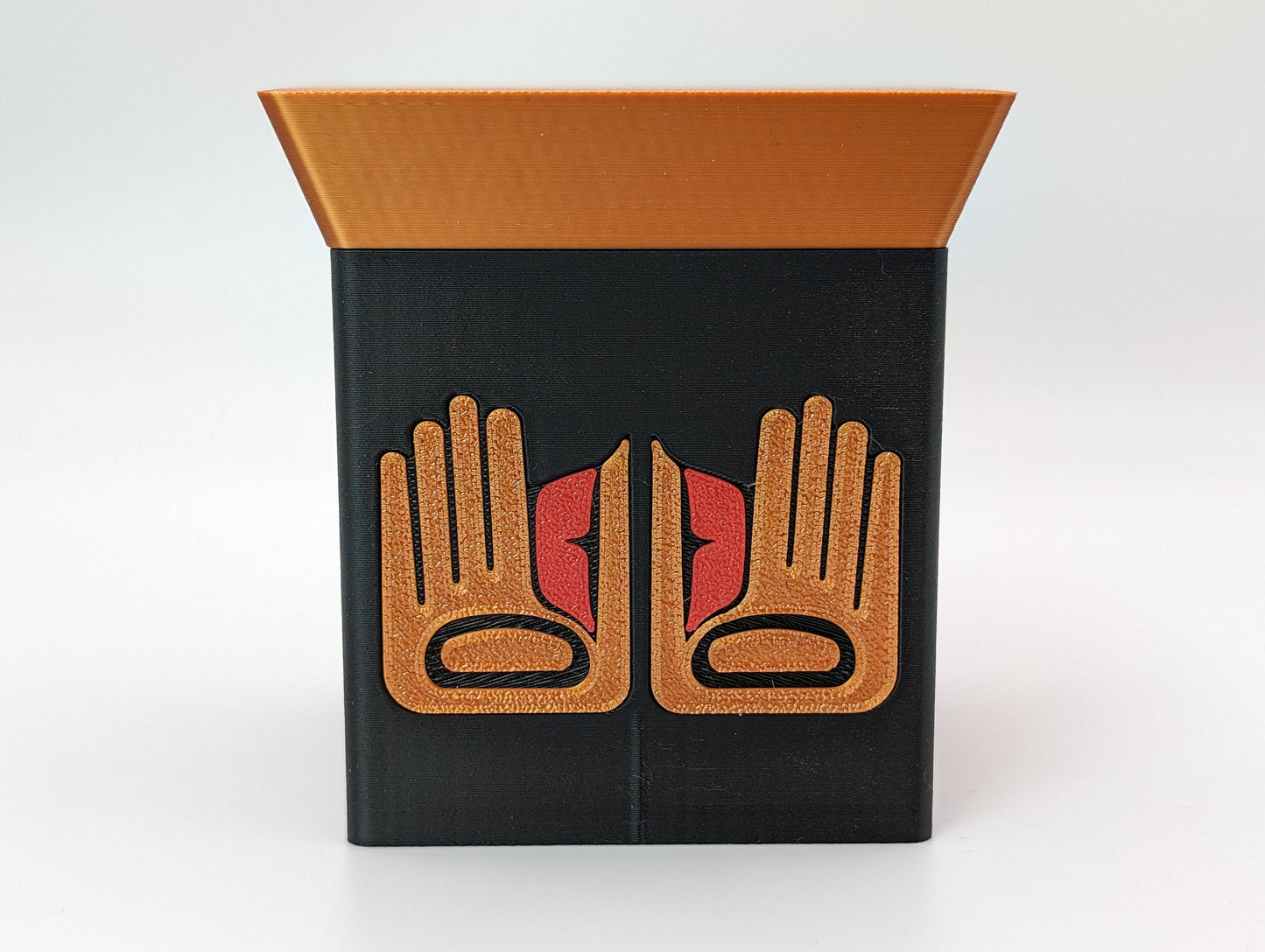 3D Printed Bentwood Style Boxes with Healing Hand Design - Black/Copper