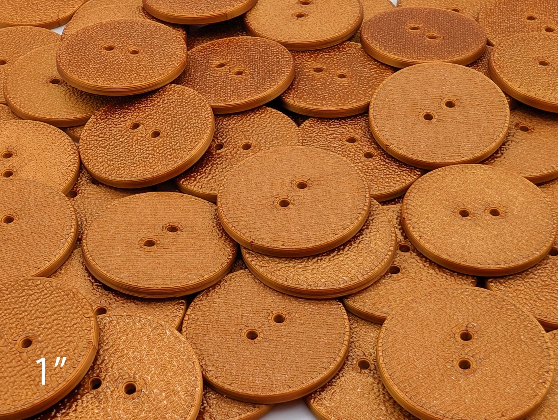 3D Printed Buttons - Copper Plastic 5/8", 3/4", 1", 100 Per