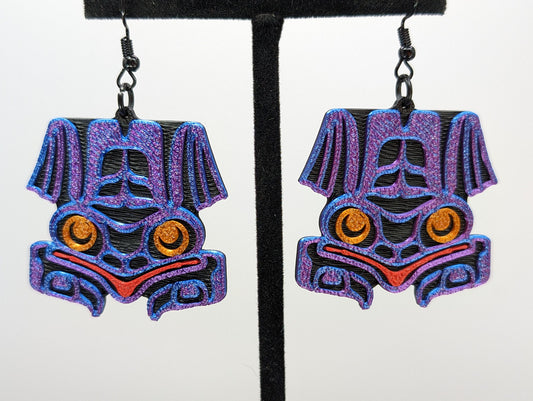 Frog Small Earrings, Purplish, Gold, Green, or White Alaska Native Earrings, Indigenous Earrings, Unique Earrings