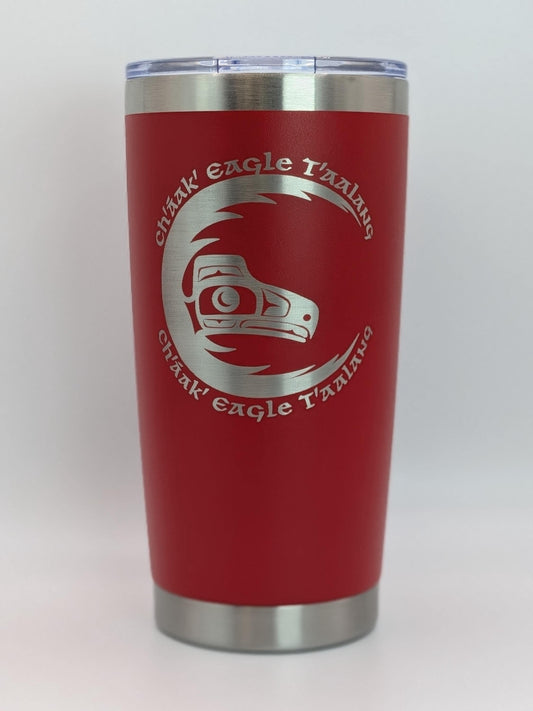 Eagle Black or Red Stainless Steel 20 oz Tumbler - Indigenous Formline Design