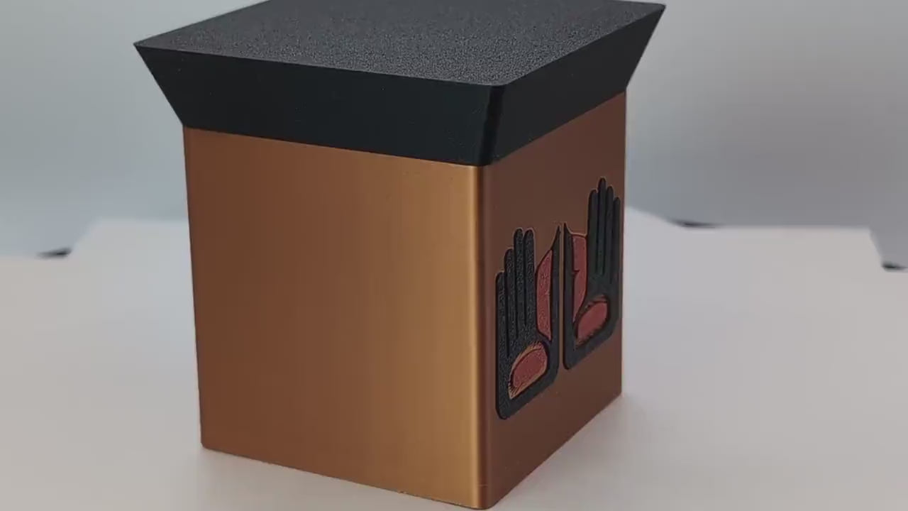 3D Printed Bentwood Style Boxes with Healing Hand Design - Black/Copper